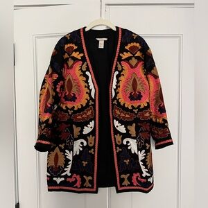 H&M Black Cardigan with Multicolor Embroidery